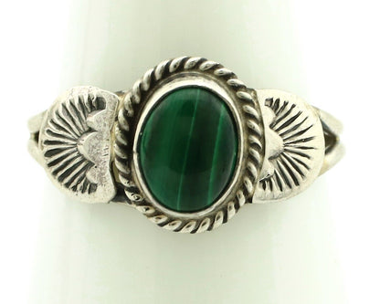 Navajo Ring 925 Silver Natural Mined Malachite Native American Artist C.80's