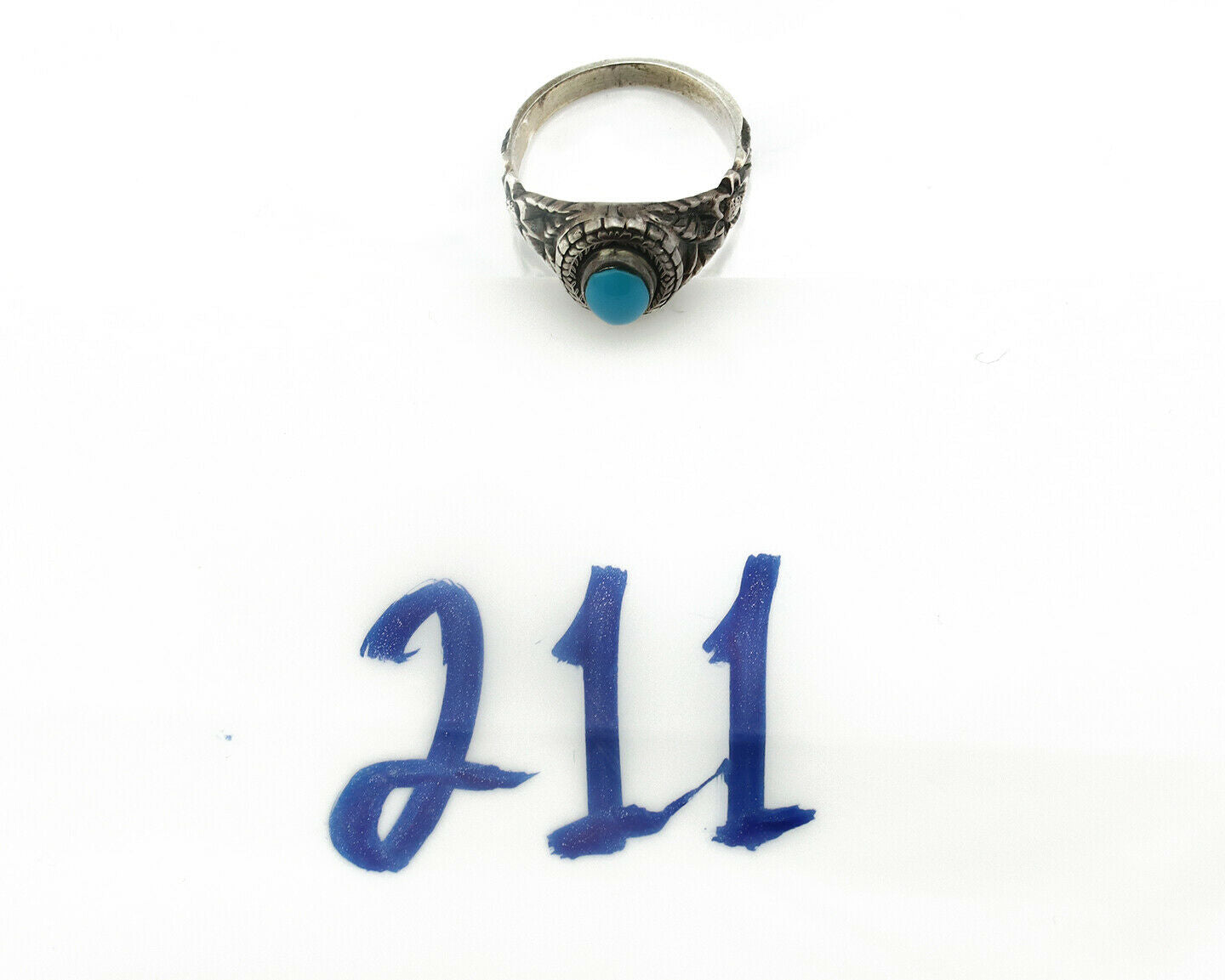 Navajo Ring .925 Silver Natural Blue Turquoise Native American Artist C.80's