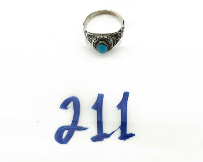 Navajo Ring .925 Silver Natural Blue Turquoise Native American Artist C.80's