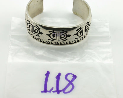 Hopi Turtle Bracelet .925 Silver Artist Signed Mitchell Sockyma C.90's