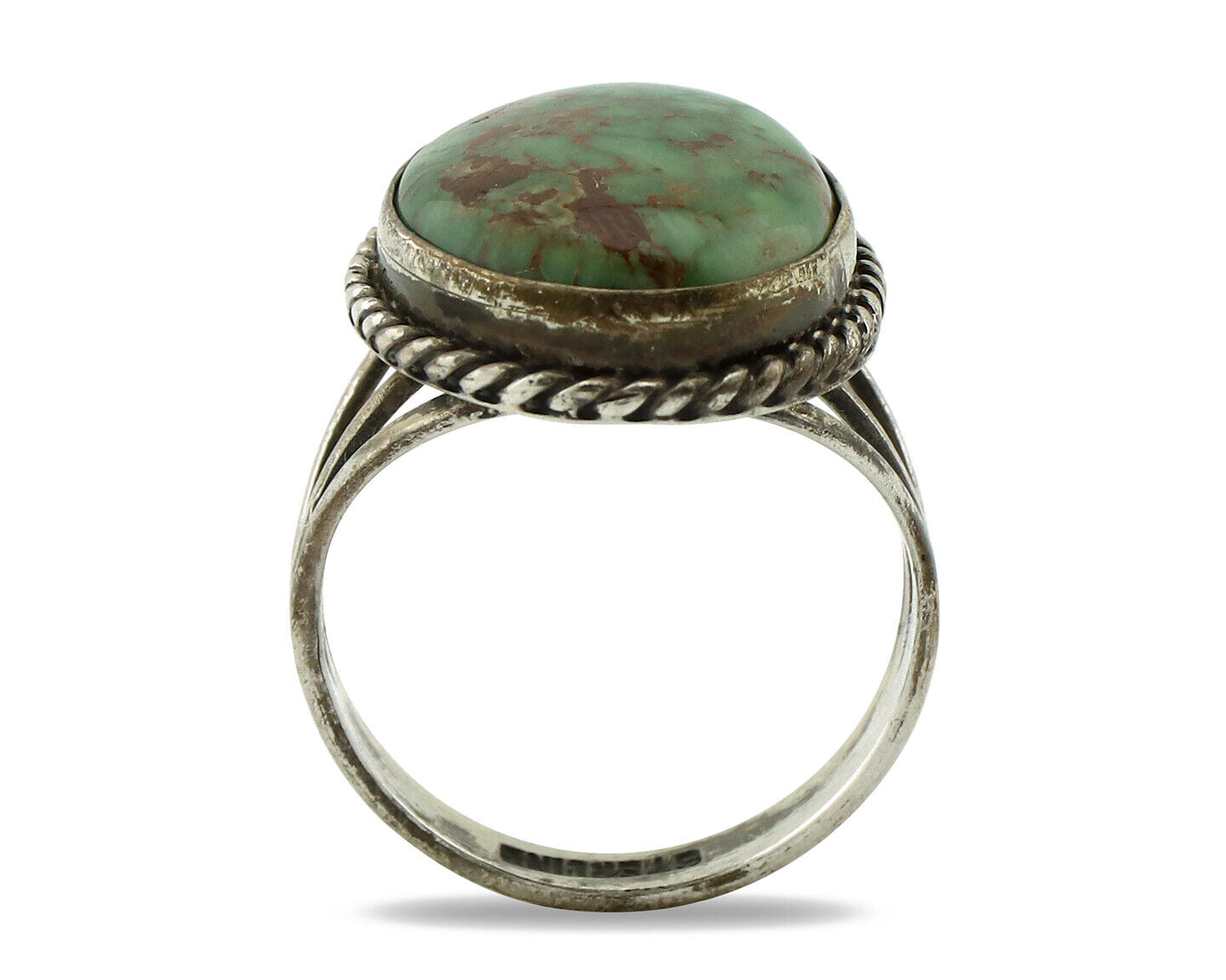 Navajo Ring 925 Silver Red Spiderweb Turquoise Native American Artist C.80's