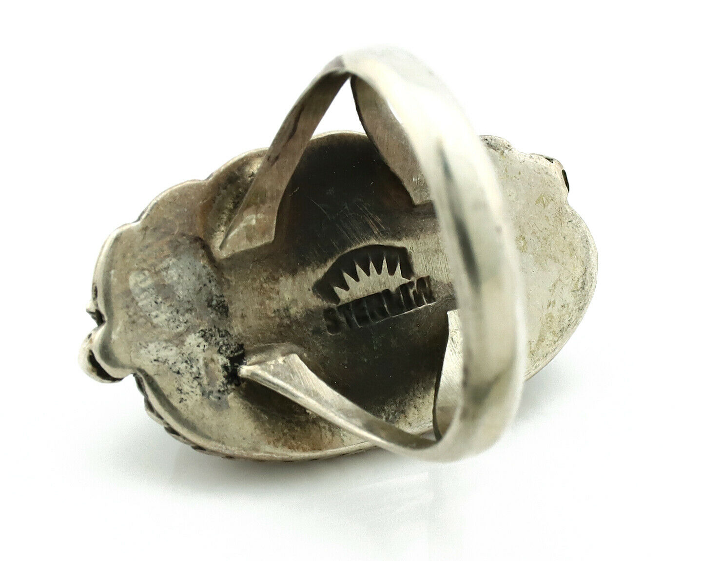 Navajo Ring .925 Silver Manassas Turquoise Signed Artist Apache C.80's