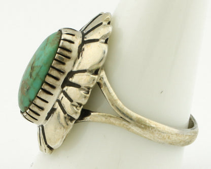 Navajo Ring .925 Silver Green Turquoise Artist Signed M Montoya C.80's