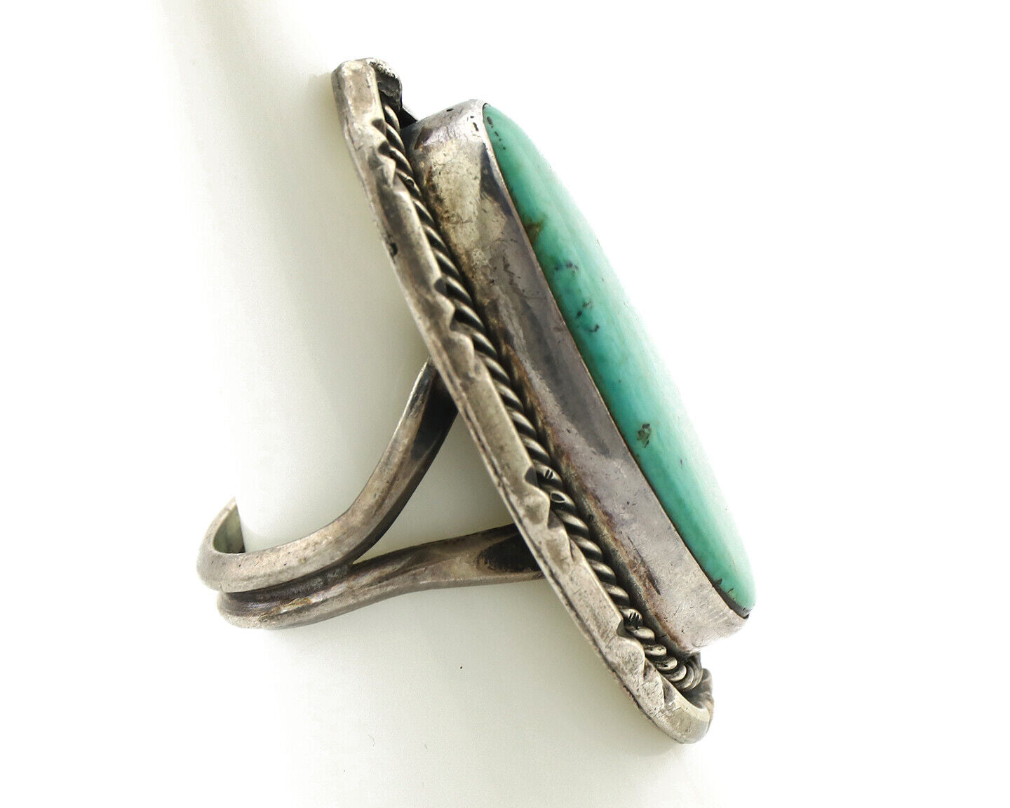 Navajo Ring 925 Silver Castle Dome Turquoise Native American Artist C.70's