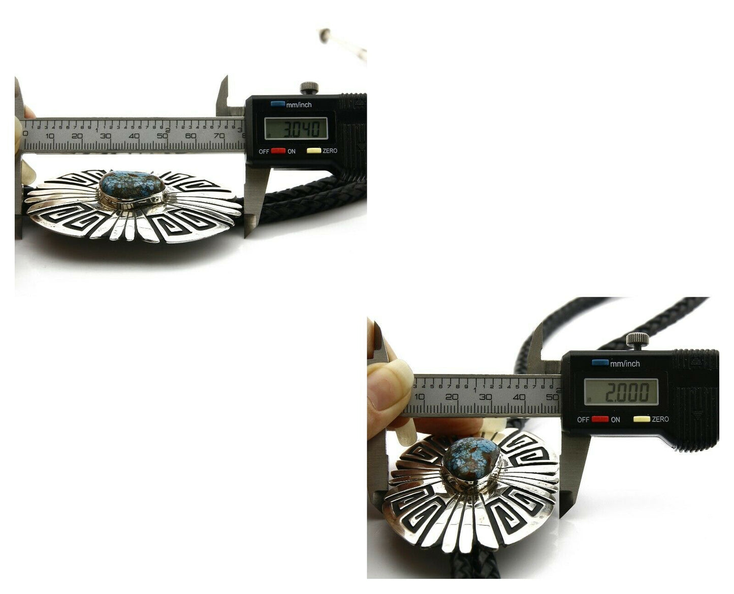 Navajo Turquoise Bolo Tie .925 Silver Bisbee Turquoise Artist Signed T Billy