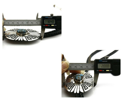 Navajo Turquoise Bolo Tie .925 Silver Bisbee Turquoise Artist Signed T Billy