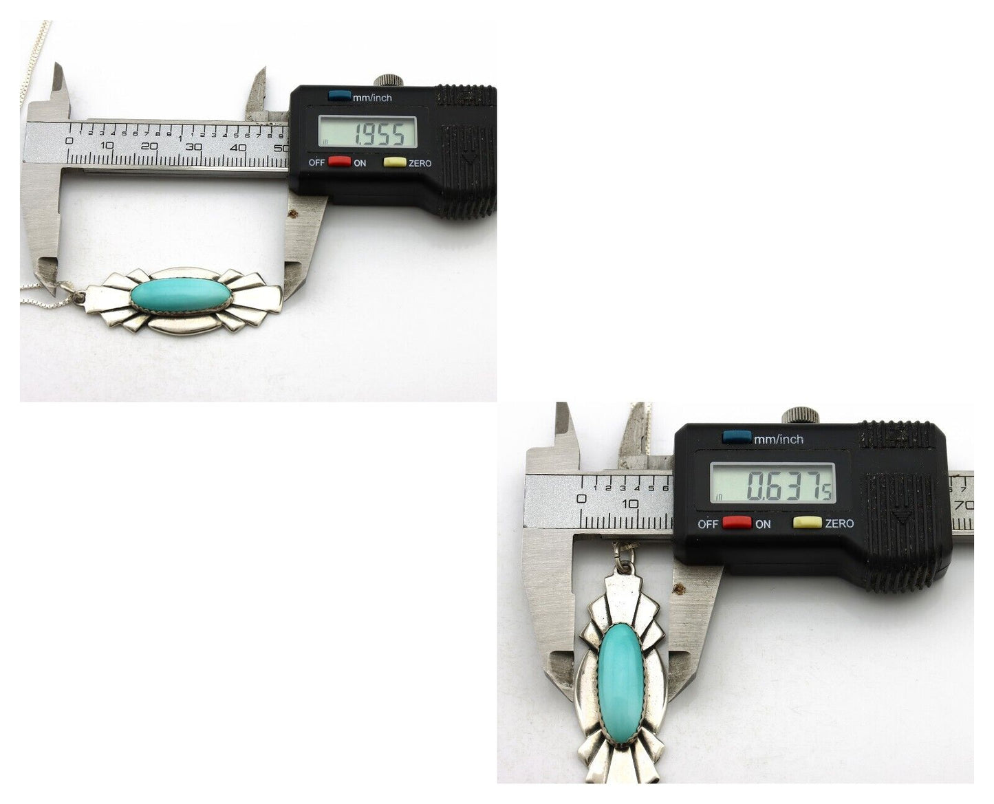 Navajo Handmade Necklace 925 Silver Natural Blue Turquoise Native Artist C.80's