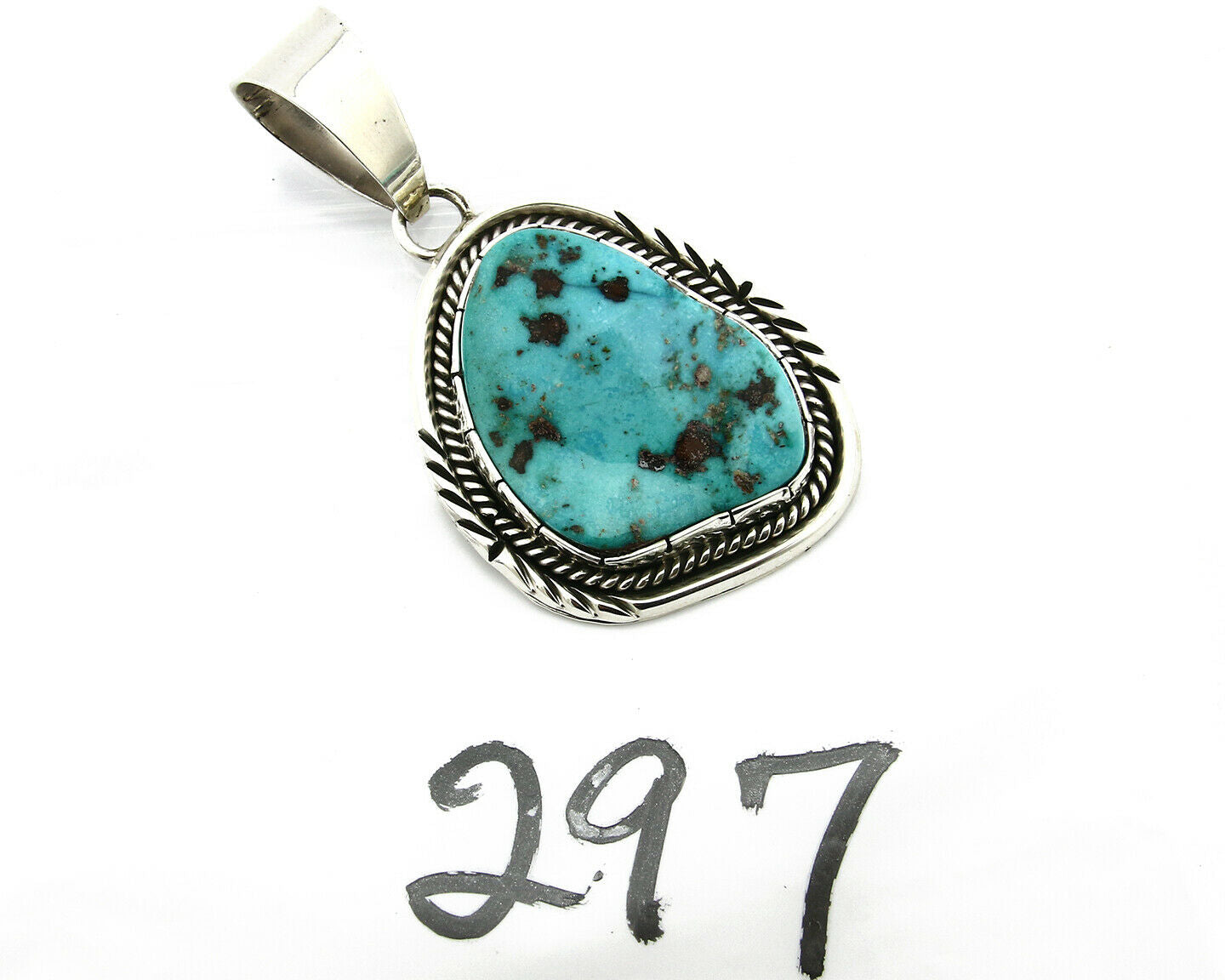 Navajo Turquoise Pendant .925 Silver Handmade Signed Lee Bennett C.80's