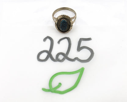 Navajo Ring 925 Silver Natural Black Spiderweb Turquoise Native Artist C.80's