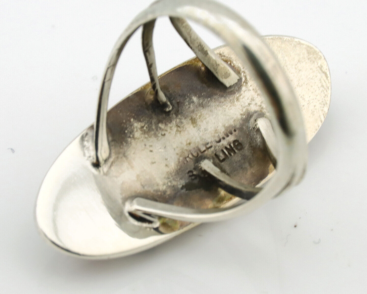 Navajo Ring 925 Silver Turquoise & Coral Signed Circle JW C.80s