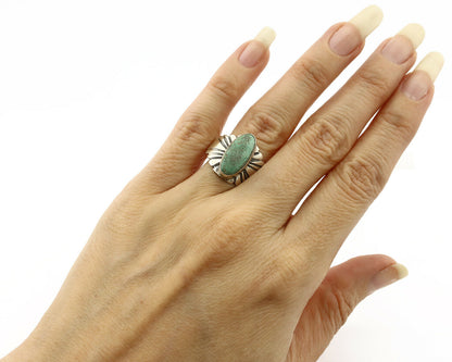 Navajo Ring .925 Silver Kingman Turquoise Artist Signed Apache C.80's