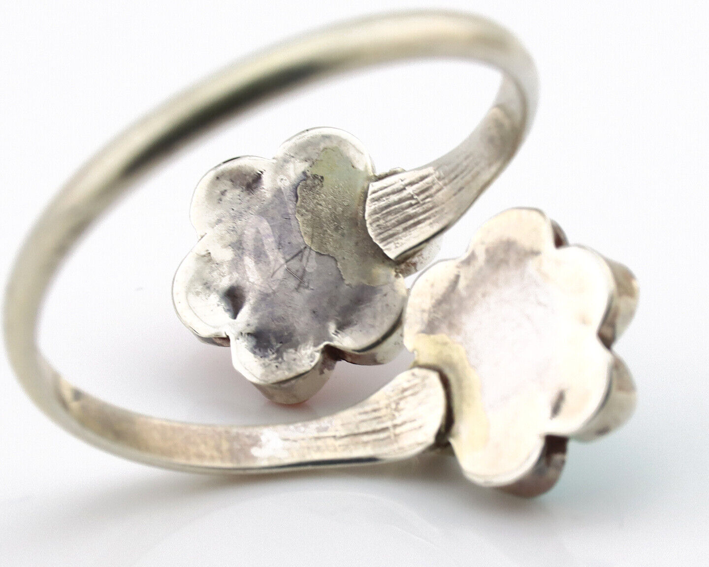 Zuni Flower Ring 925 Silver Turquoise & Coral Native American Artist C.80's