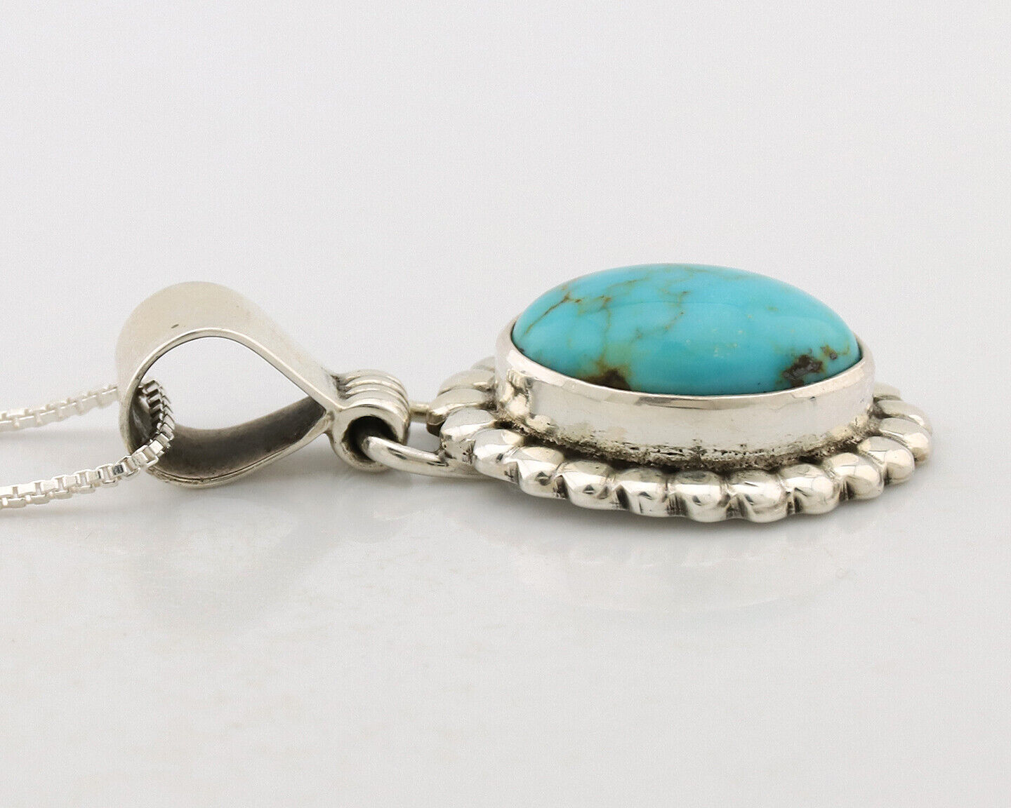 Navajo Necklace .925 Silver Blue Turquoise Native American Artist C.1980's