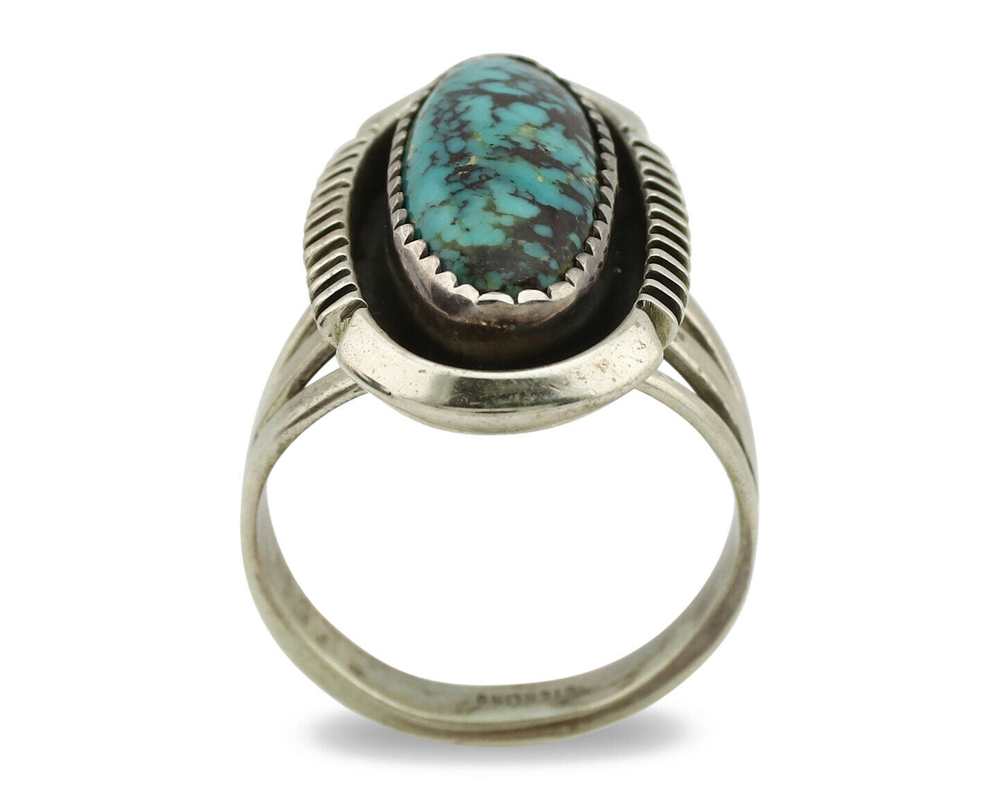 Navajo Ring .925 Silver Spiderweb Native American Artist Signed B C.1980's