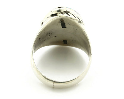 Navajo Ring .925 Silver Morenci Southwest Turquoise Native Artist C.80's