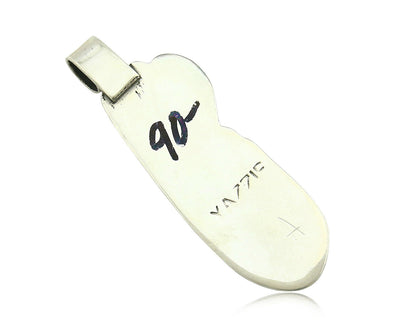 Navajo Pendant .925 Silver Real Natural Pink Mussel Signed Yazzie C.80's