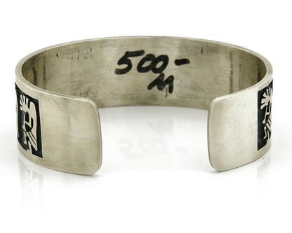 Hopi Bracelet .925 Silver Handmade Kokopelli Corn Overlay Cuff