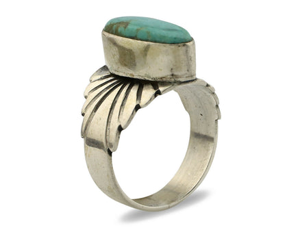 Navajo Ring .925 Silver Kingman Turquoise Artist Signed Apache C.80's