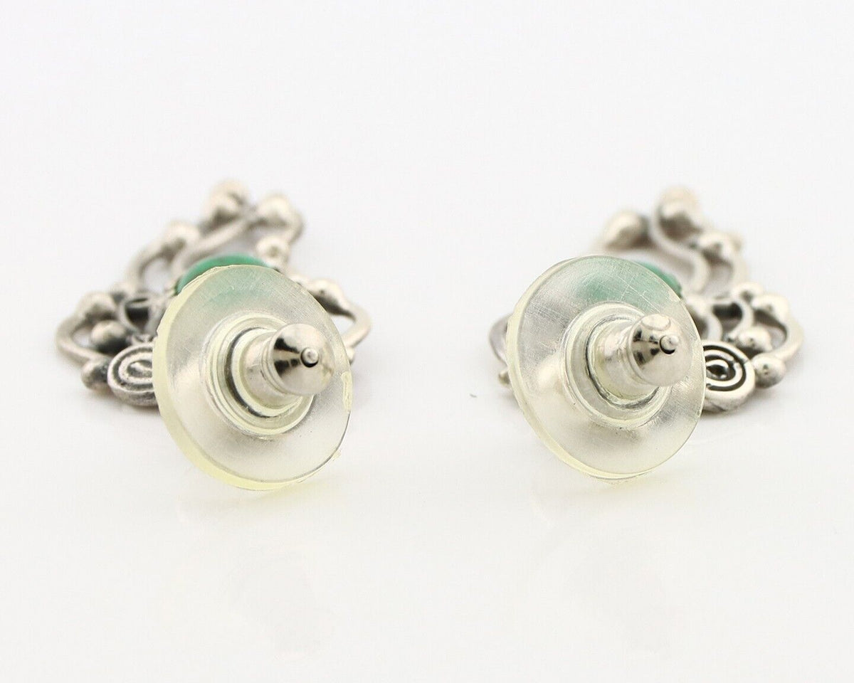Navajo Earrings 925 Silver Cripple Creek Turquoise Native American Artist C.90's