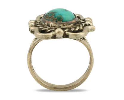 Navajo Ring .925 Silver Kingman Turquoise Native American Artist C.1980's