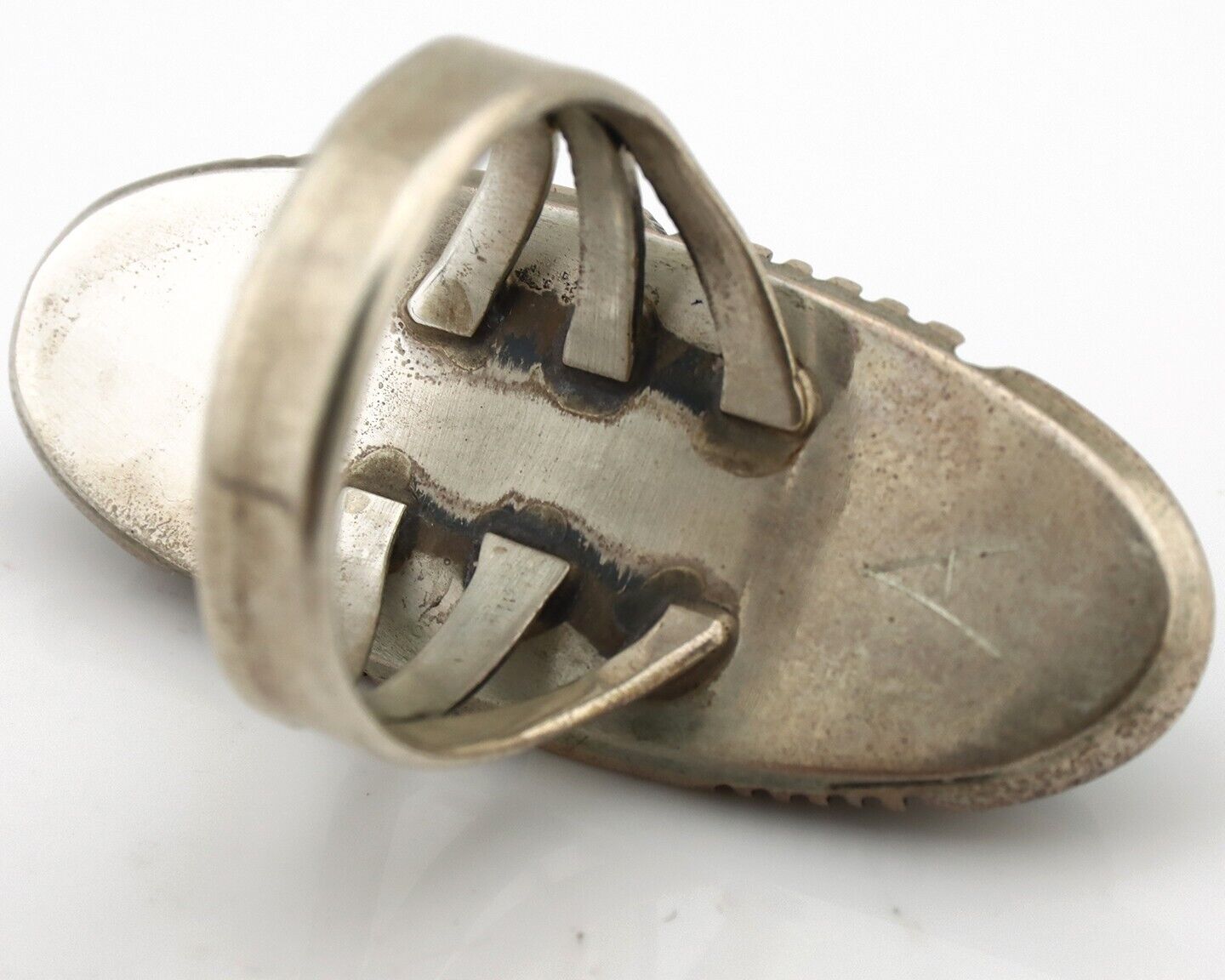 Navajo Ring 925 Silver Natural Blue Turquoise Artist Signed W Denetdale C.80's