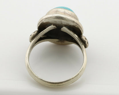 Navajo Ring .925 Silver Sleeping Beauty Turquoise Native American Artist C.1980s