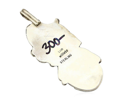 Navajo Pendant .925 Silver Kingman Turquoise Signed Artist Tom Willeto C.80's