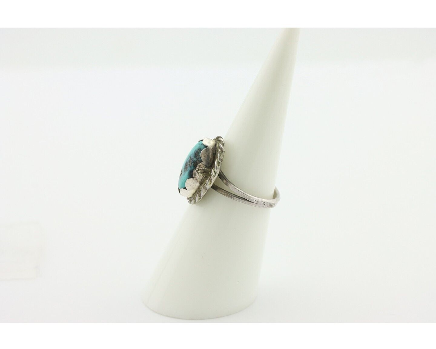 Navajo Handmade Ring .925 Silver Kingman Turquoise Native Artist C.80's
