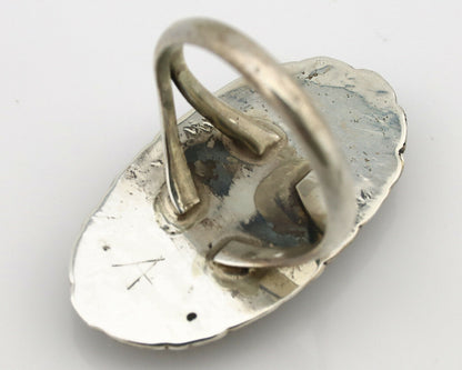 Navajo Ring .925 Silver Nevada Turquoise Native American Artist C.1980's