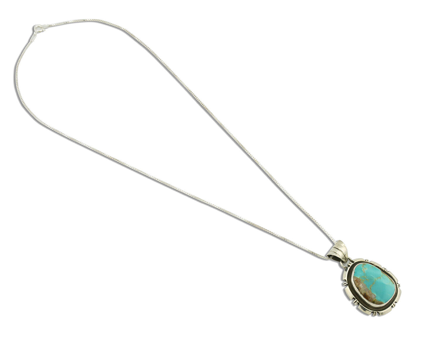Navajo Necklace .925 Silver Kingman Turquoise Native American Artist C.1980's