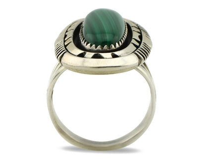 Navajo Ring 925 Silver Natural Malachite Artist Signed William Denetdale C.80's