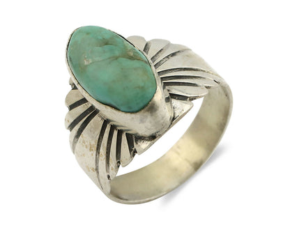 Navajo Ring .925 Silver Kingman Turquoise Artist Signed Apache C.80's