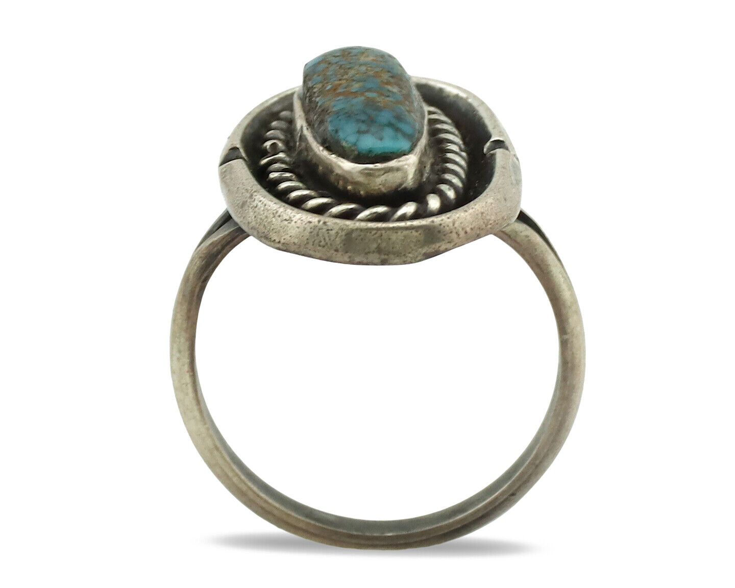 Navajo Ring .925 Silver Spiderweb Turquoise Native Artist C.80's