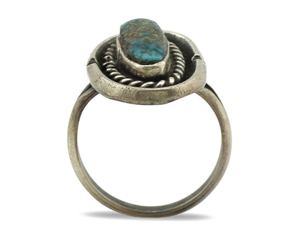 Navajo Ring .925 Silver Spiderweb Turquoise Native Artist C.80's