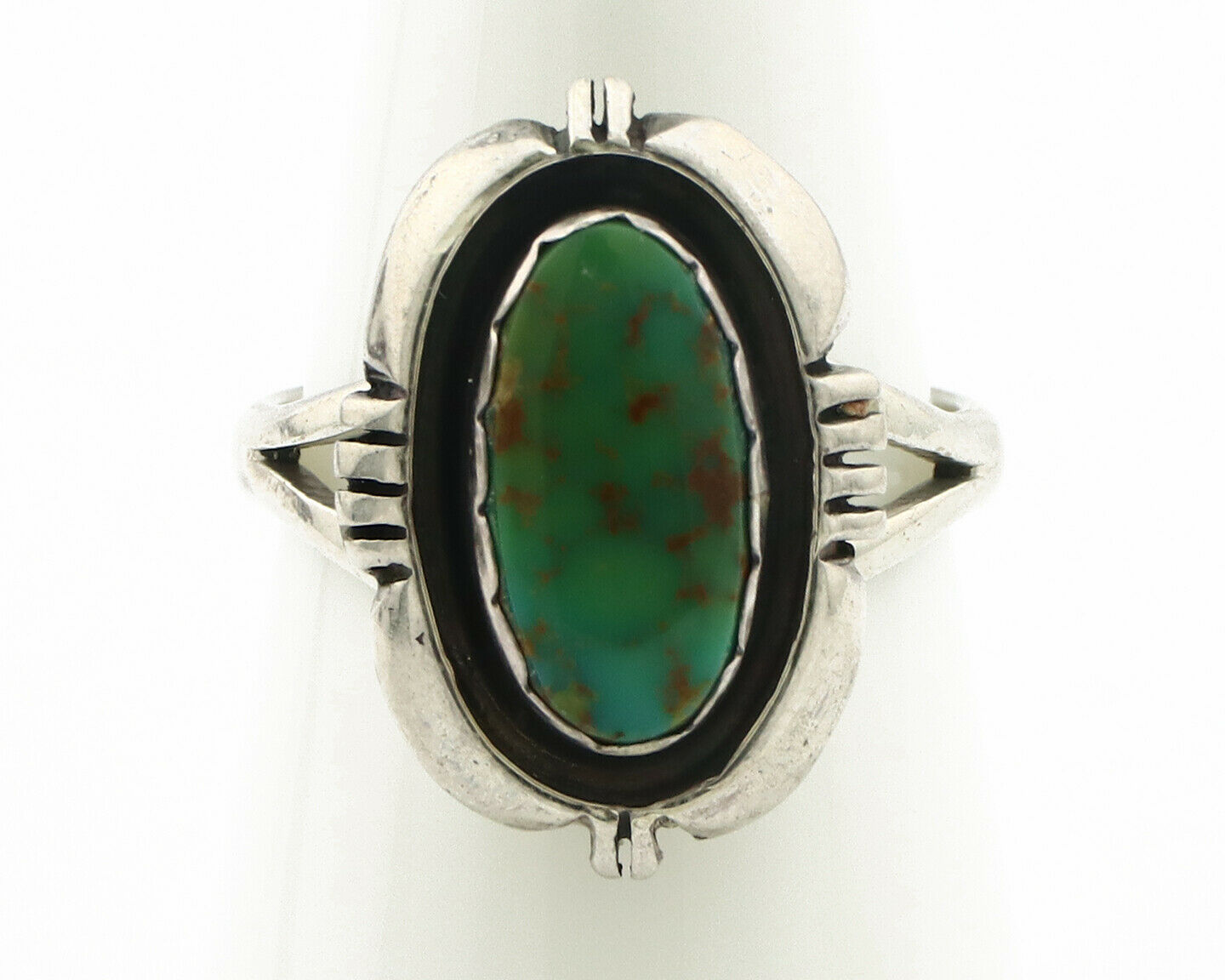 Navajo Ring .925 Silver Kingman Turquoise Handmade Native American Artist C.80's