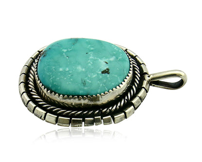 Navajo Pendant .925 Silver Kingman Turquoise Signed Artist Tom Willeto C.80's