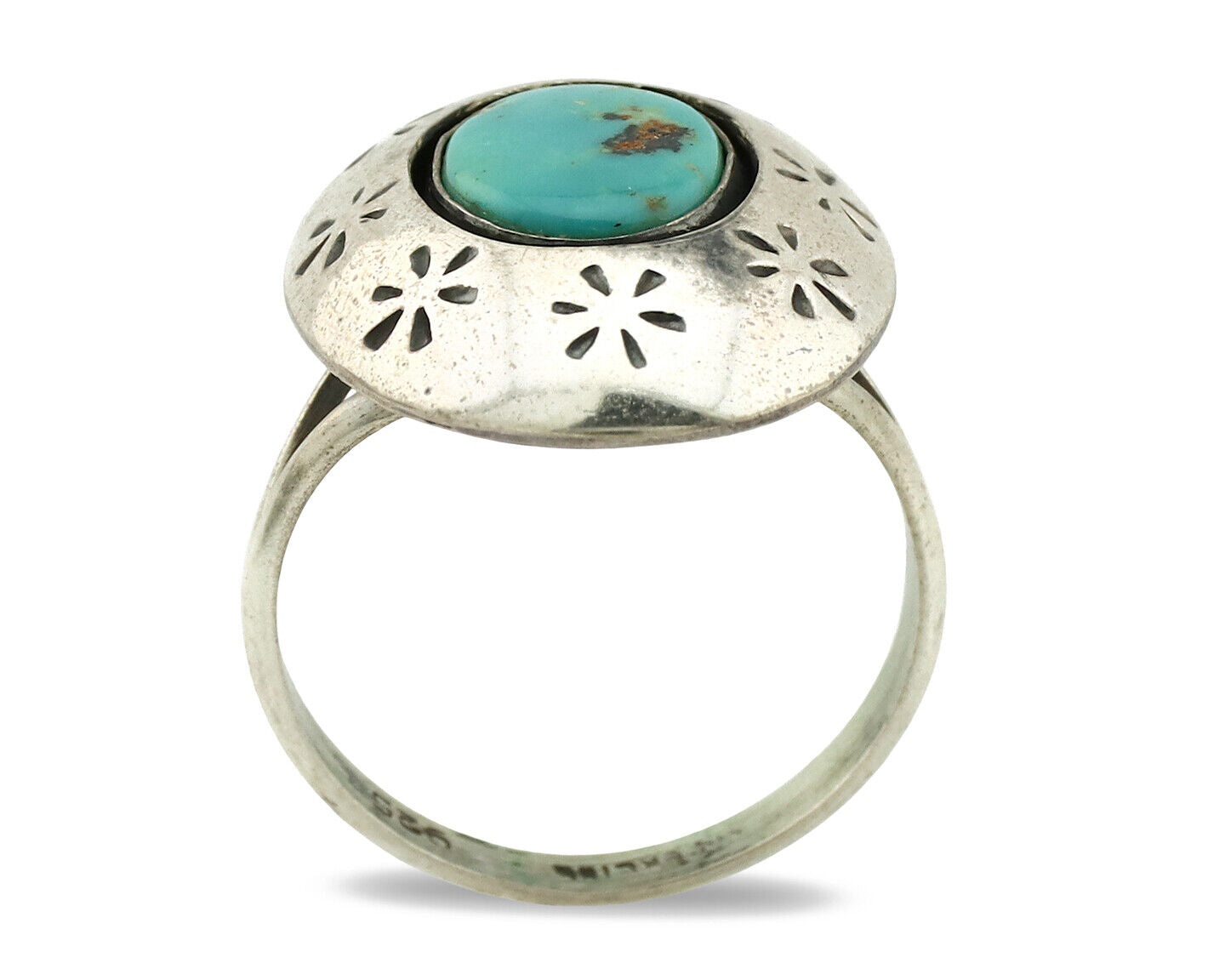 Navajo Ring .925 Silver Natural Blue Turquoise Native American Artist C.1980's