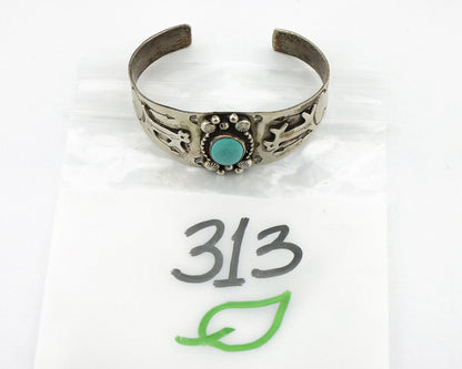 Women's Navajo .925 Silver Natural Turquoise Artist Signed GR C.80's