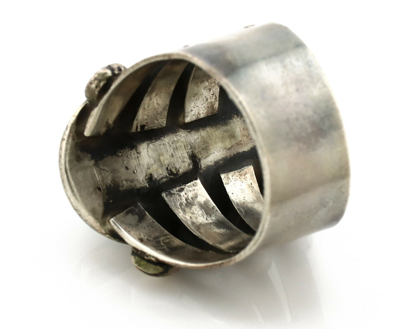 Navajo Ring .925 Silver Morenci Turquoise Native American Artist C80s