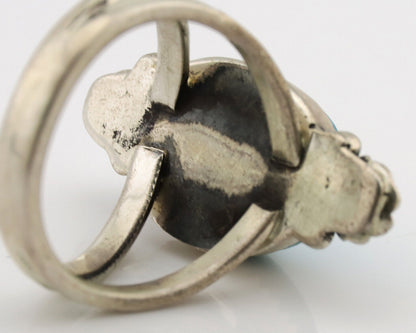 Navajo Ring .925 Silver Nevada Turquoise Native American Artist C.1980's