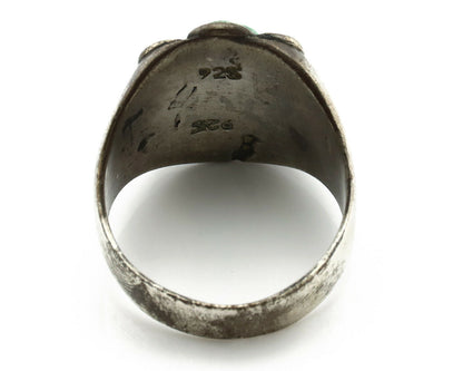 Navajo Ring .925 Silver Green Turquoise Native American Artist C.80's