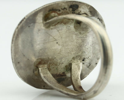 Navajo Ring .925 Silver Aqua Turquoise Native American Artist C.80's