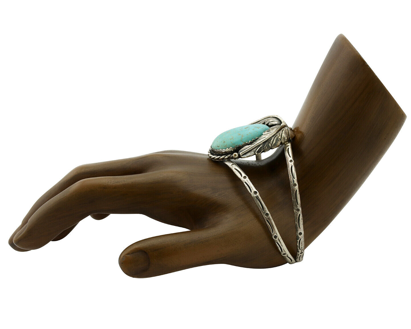 Navajo Bracelet .925 Silver Powder Blue Natural Turquoise Signed Sun C.80's