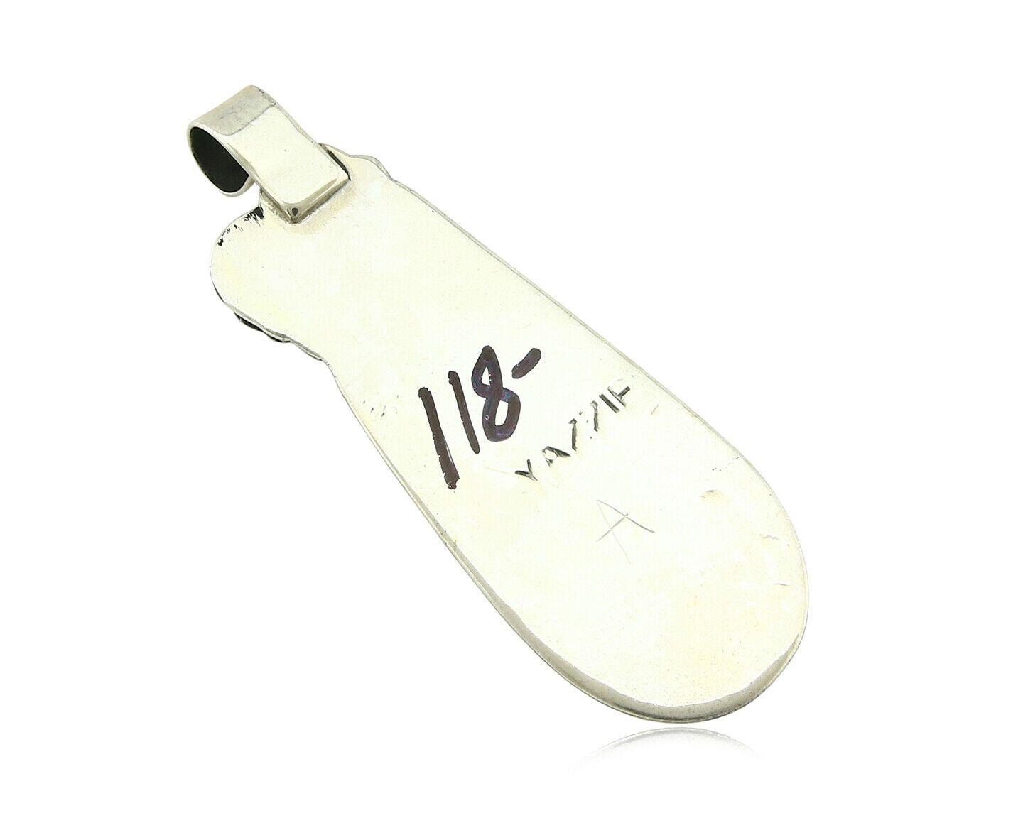 Navajo Pendant .925 Silver Real Natural Pink Mussel Signed Yazzie C.80's