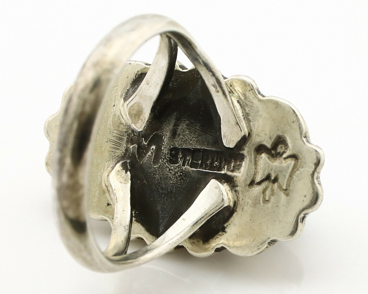 Navajo Ring .925 Silver Arizona Turquoise Signed M Montoya C.80's