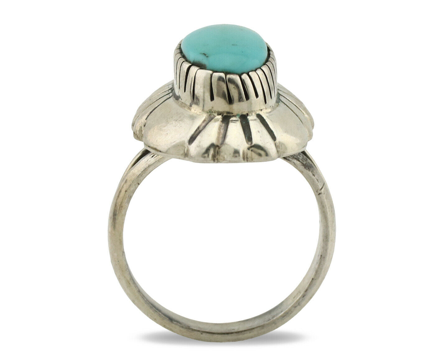 Navajo Ring .925 Silver Natural Mined Turquoise Artist Signed M Montoya C.80's