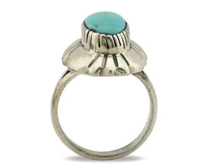 Navajo Ring .925 Silver Natural Mined Turquoise Artist Signed M Montoya C.80's