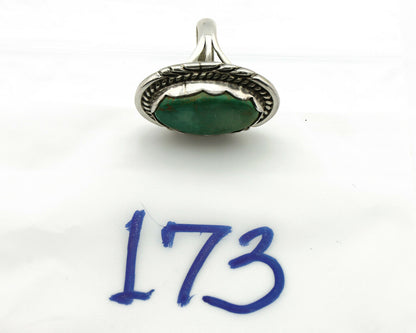 Navajo Ring .925 Silver Natural Uncolored Green Turquoise Signed Apache C.80's