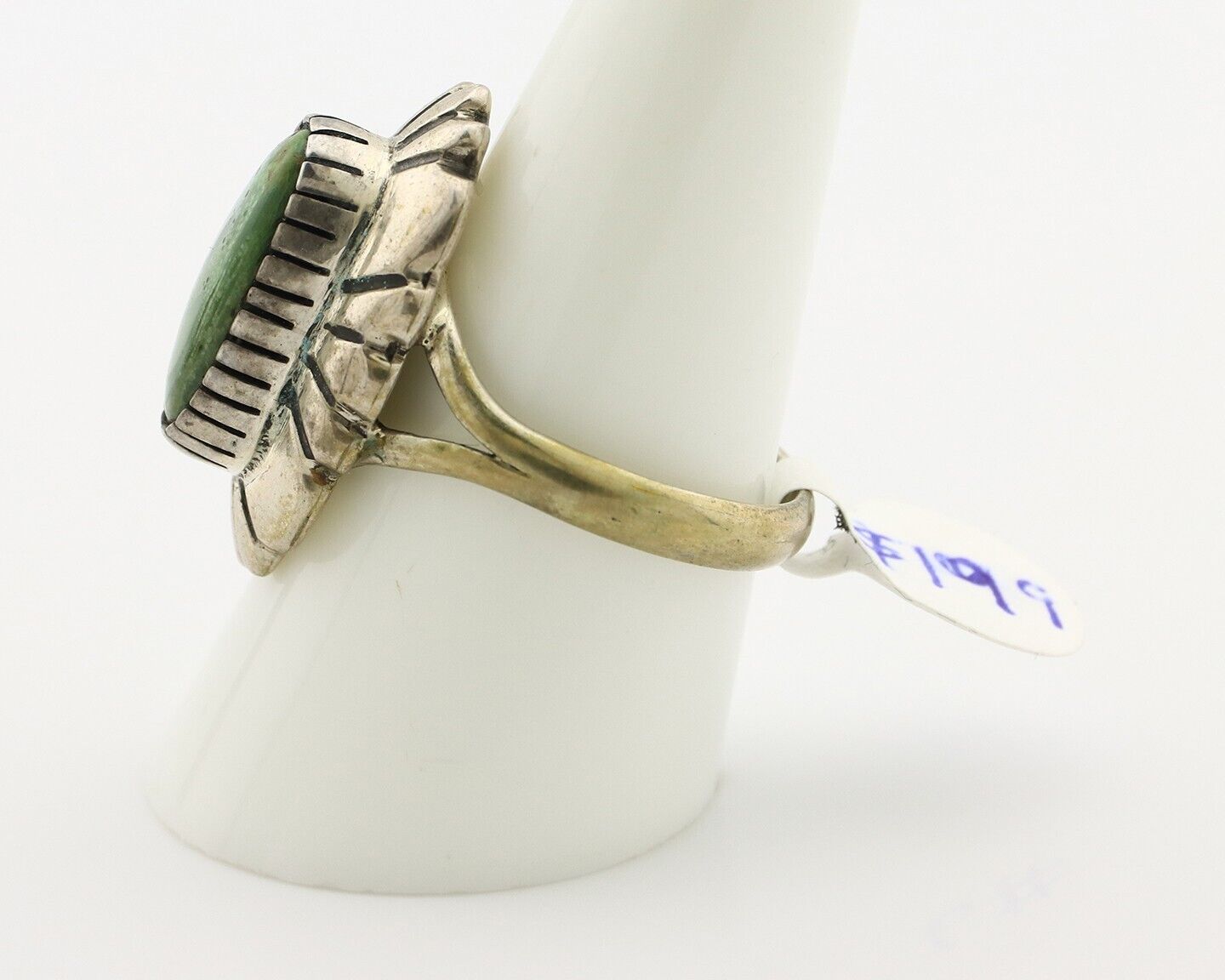 Navajo Ring .925 Silver Manassas Turquoise Artist Signed C Montoya C.80's