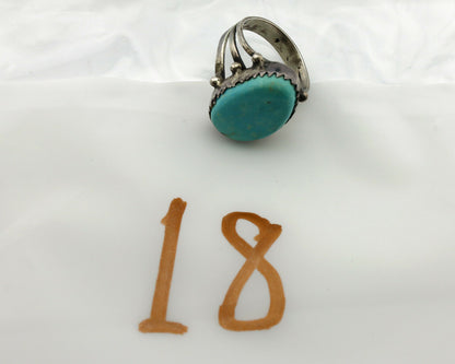 Navajo Ring .925 Silver Blue Turquoise Native American Artist C.1980's